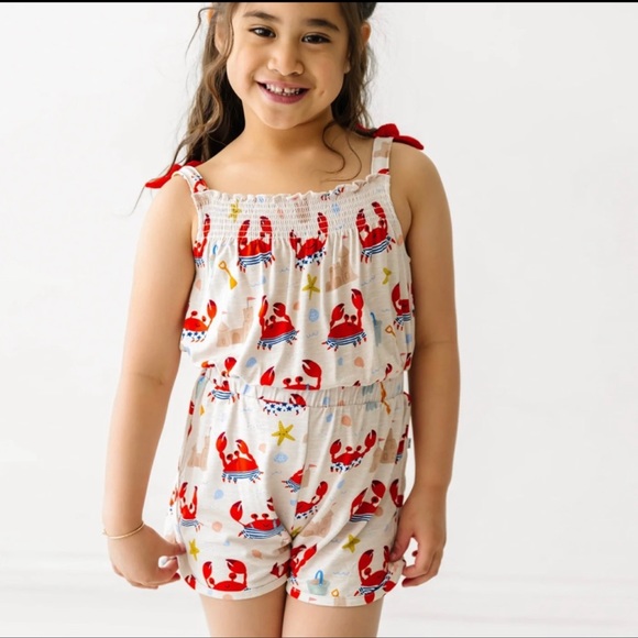 Little Sleepies Beach Buddies Smocked Crab Romper